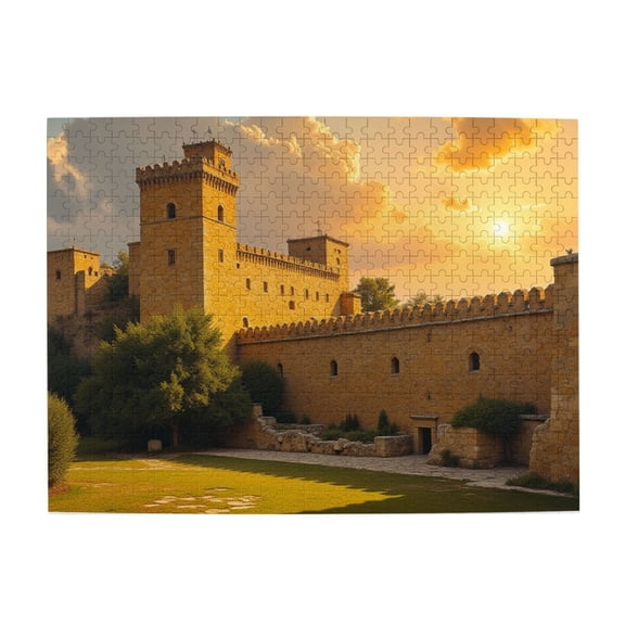 500 Piece Jigsaw Puzzles For Adults Sunset Castle Landscape Challenging & Relaxing Adult Puzzle, Beautiful Artwork, Great Gift Idea