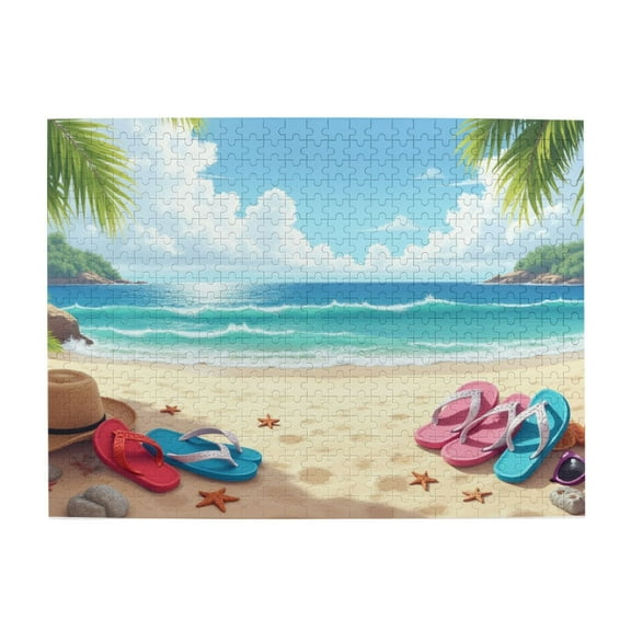 500 Piece Jigsaw Puzzles For Adults Tropical Beach Scene Relaxing & Challenging Puzzle Game, Vibrant Artwork, Great Gift Idea For Family & Friends