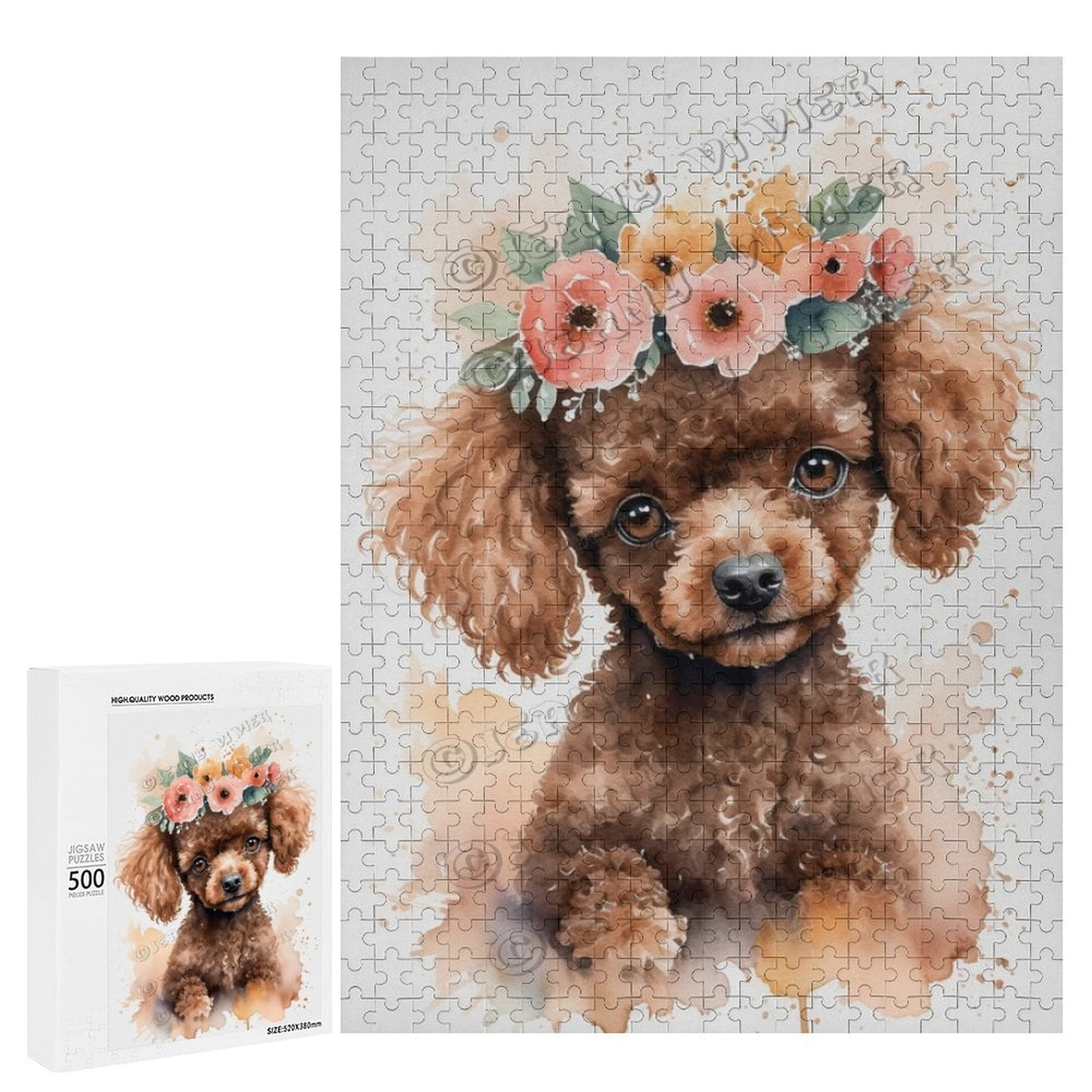 500 Piece Jigsaw Puzzles for Adults - Wood Puzzles - Watercolor Brown ...