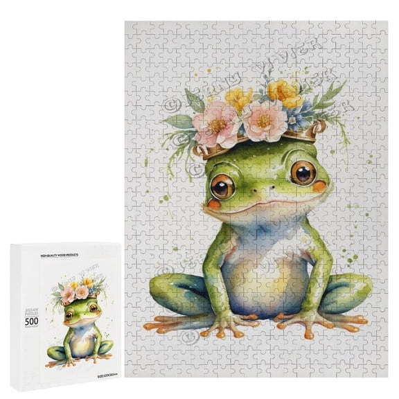 500 Piece Jigsaw Puzzles for Adults - Wood Puzzles - Watercolor Frog Jigsaw Puzzles 500 Pieces for Adults, Families 500 Pieces Fit Together Perfectly