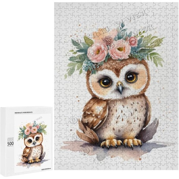 500 Piece Jigsaw Puzzles for Adults - Wood Puzzles - Watercolor Owl Jigsaw Puzzles 500 Pieces for Adults Gift Intellectual Game Creative Kits