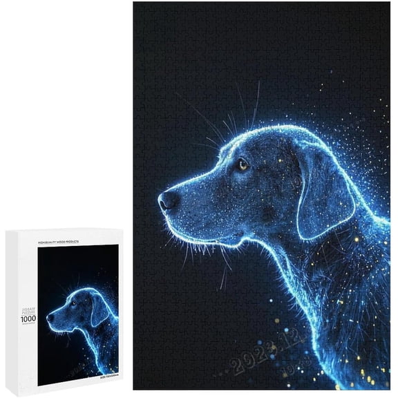 500 Piece Labrador Retriever with Black Background Puzzle – Black & White Simple Fashion Challenge Jigsaw