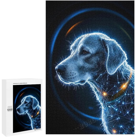 500 Piece Labrador Retriever with Black Background Puzzle – Happy Gift Idea for Family
