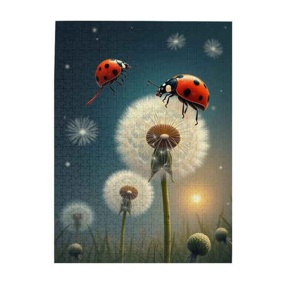 500 Piece Ladybugs On Dandelions Jigsaw Puzzle For Adults Relaxing And Challenging Adult Puzzle Unique Artwork Fun Family Activity Great Gift Idea
