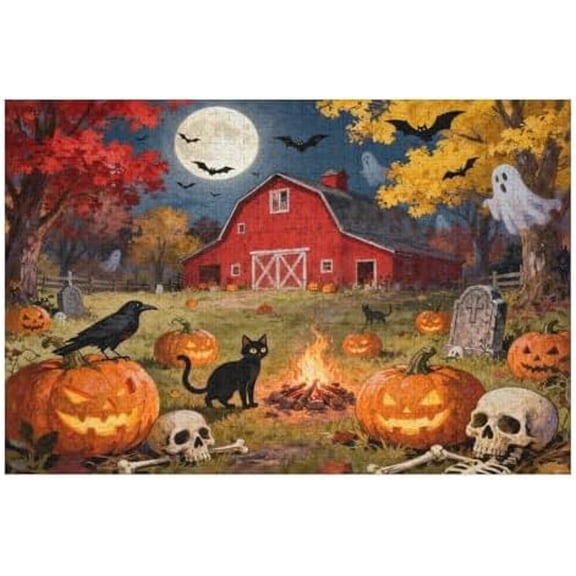 500 Piece Light a Jack-o'-Lantern Autumn Halloween Puzzle for Adults, 20.5"x15" – Fun Seasonal Puzzle