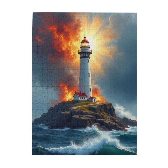 500 Piece Lighthouse In Storm Jigsaw Puzzle For Adults – Challenging & Relaxing Adult Puzzle Beautiful Artwork Great Gift Idea For Puzzle Lovers