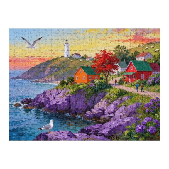 500 Piece Lighthouse Puzzle for Adults Unique Nature Jigsaw, Perfectly-Fitting Large Pieces, Fun and Relaxing Puzzle for Seniors Family Game Night, 20.5x15 in