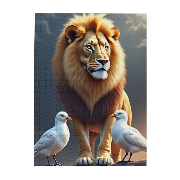 500 Piece Lion And Birds Jigsaw Puzzle For Adults Majestic Animal Artwork Challenging & Relaxing Puzzle Quality Pieces Great Gift Idea