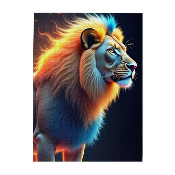 500 Piece Majestic Lion Jigsaw Puzzle For Adults Vibrant Colors Challenging & Relaxing Puzzle Unique Artwork Great For Home Decor Fun Adult Activity