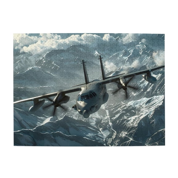 500 Piece Military Cargo Plane Jigsaw Puzzle For Adults – Challenging Mountain Flight Artwork, Relaxing Brain Exercise, Stress Relief Game, Great Gift Idea For Aviation Fans