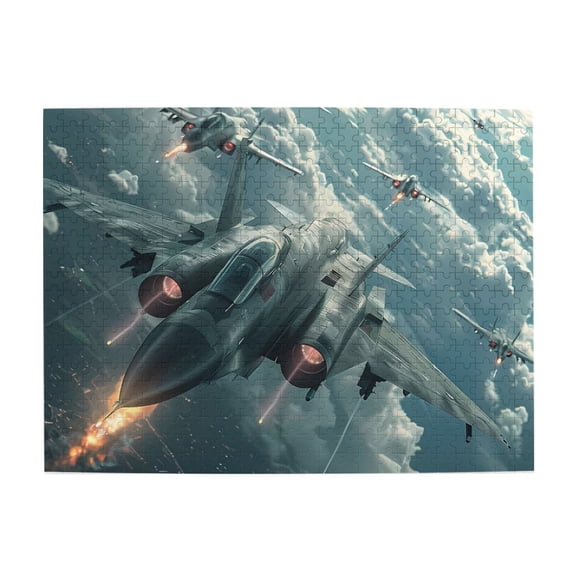 500 Piece Military Fighter Jets Jigsaw Puzzle For Adults – Challenging Wooden Aircraft Artwork, Dynamic Air Combat Scene, Relaxing Brain Game Activity, Great Gift Idea & Home Decor