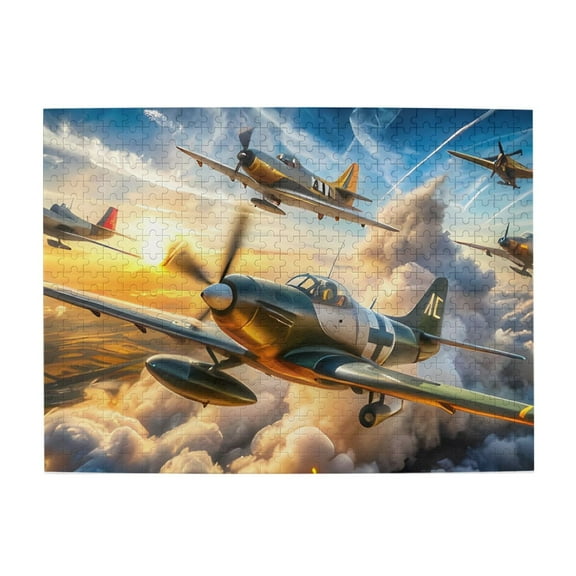 500 Piece Military Fighter Planes Jigsaw Puzzle For Adults – Dynamic WWII Aircraft Artwork, Challenging Brain Exercise, Relaxing Home Decor Activity, Great Gift Idea For Aviation Enthusiasts