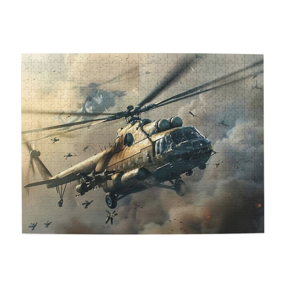 500 Piece Military Helicopter Jigsaw Puzzle For Adults – Challenging, Relaxing Stress Relief, Dynamic Combat Scene, Brain Exercise, Ideal Gift & Home Decor