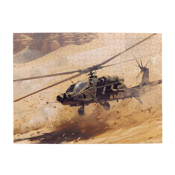 500 Piece Military Helicopter Jigsaw Puzzle For Adults – Dynamic Desert Combat Artwork, Challenging & Relaxing Brain Teaser, Engaging Activity & Home Decor Gift