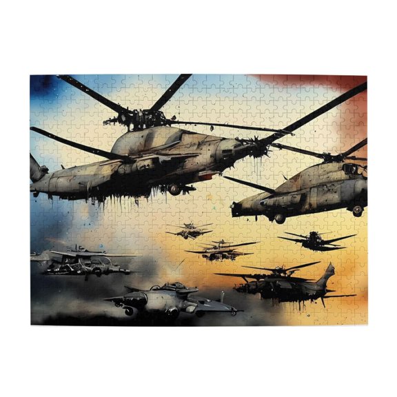 500 Piece Military Helicopters & Fighter Jets Jigsaw Puzzle For Adults – Dynamic Aviation Art, Challenging Wooden Game, Relaxing Brain Exercise, Ideal Gift & Home Decor