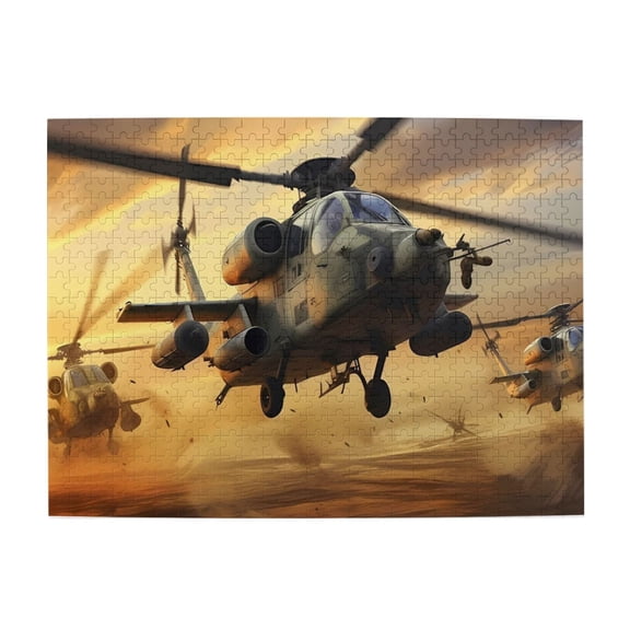500 Piece Military Helicopters Jigsaw Puzzle For Adults – Dynamic Desert Sunset Art, Challenging Brain Workout, Relaxing Stress Relief Activity, Great Gift