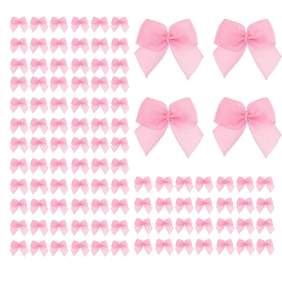 500-Piece Mini Pink Satin Bows, 1x1Inch Versatile Craft Ribbon Bows,Mini Satin Ribbon Bows for Gift Packaging,Hair Clips,Scrapbooks,Holiday Party Decor