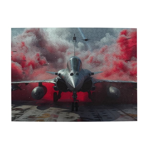 500 Piece Modern Fighter Jet Jigsaw Puzzle For Adults – Dramatic Red Cloudscape Art, Challenging And Relaxing Brain Teaser, Ideal Gift For Aviation Fans, Home Decor