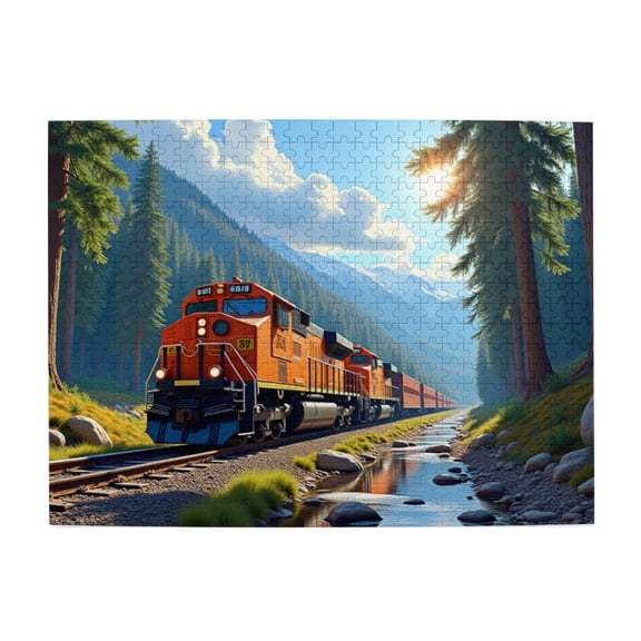 500 Piece Mountain Train Jigsaw Puzzle For Adults Scenic Railroad Landscape Puzzle， Challenging & Relaxing， Great Gift Idea