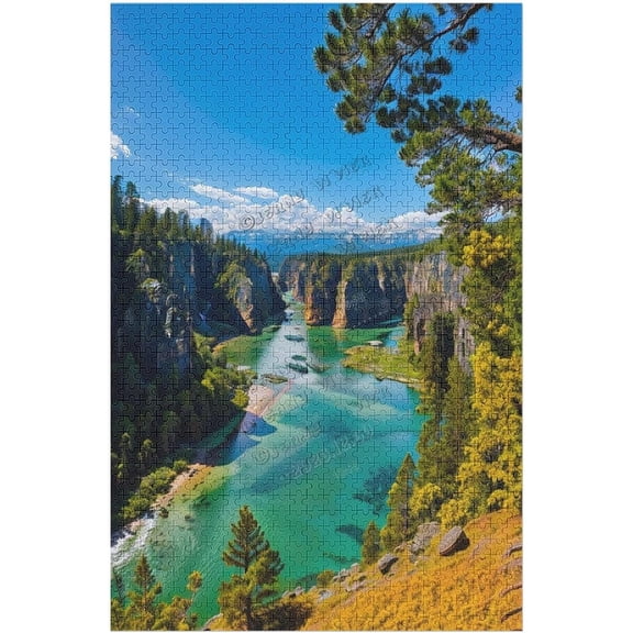 500 Piece Mountains Park Hill Tree Creek Stream Landscape Jigsaw Puzzle, Family Wall Art Decor 20.5"x15"