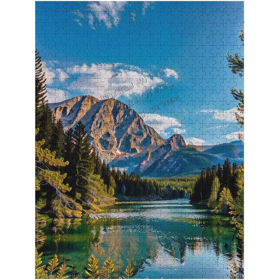 500 Piece Mountains Waterfall Water Flow Creek Stream Landscape Abstract Photo Challenge Brain Game Adults 500 Piece Puzzles Wooden Jigsaw Puzzles for Adults and Families