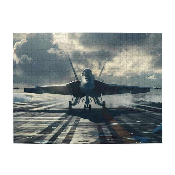 500 Piece Naval Fighter Jet Jigsaw Puzzle For Adults Epic Aircraft Carrier Artwork, Challenging Wooden Brain Game, Relaxing Stress Relief, Home Decor & Unique Gift