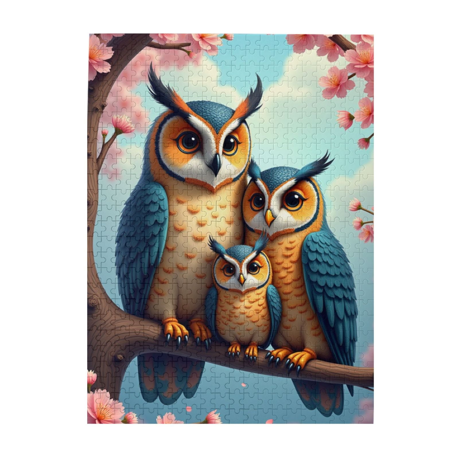 500 Piece Owl Family Jigsaw Puzzle For Adults – Charming Cherry Blossom ...