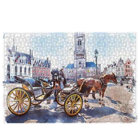 500 Piece Paper Jigsaw Puzzle For Adults 46X28 Cm Brain Teaser Game Bruges Theme