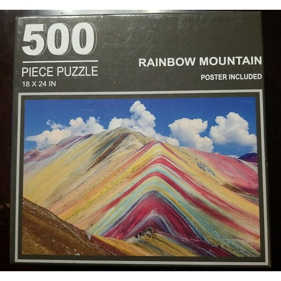 500 Piece Pazzo Puzzle Rainbow Mountain 18x24 Bag With Poster