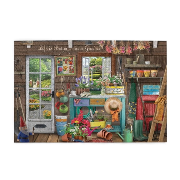 500 Piece Potting Shed Garden Jigsaw Puzzle Adult Puzzle Challenging And Relaxing Brain Teaser Unique Artwork Home Decor Gift For Puzzle Lovers