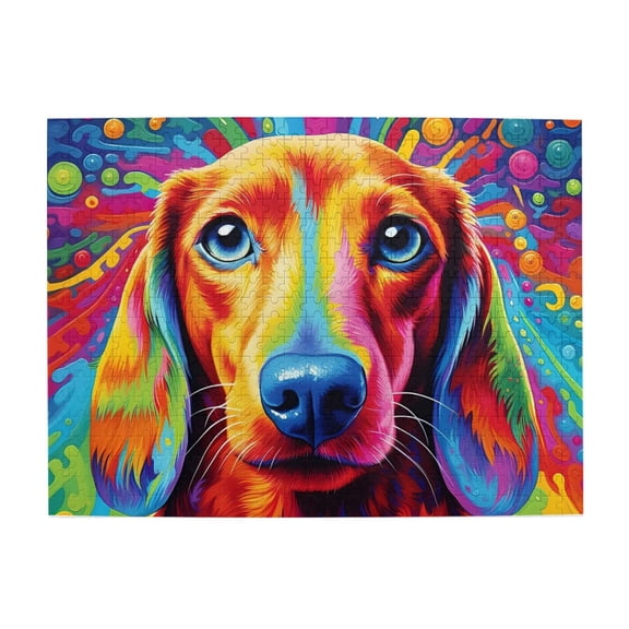 500 Piece Psychedelic Dachshund Jigsaw Puzzle For Adults – Vibrant, Colorful Pop Art Dog, Challenging Brain Game, Relaxing Home Decor & Unique Gift Idea