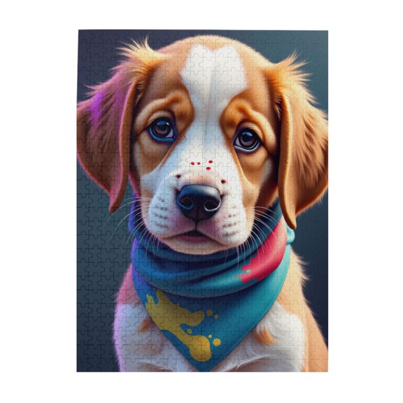 500 Piece Puppy Jigsaw Puzzle For Adults Adorable Dog With Bandana Challenging & Fun Adult Puzzle Quality Pieces Great Gift Idea For Dog Lovers