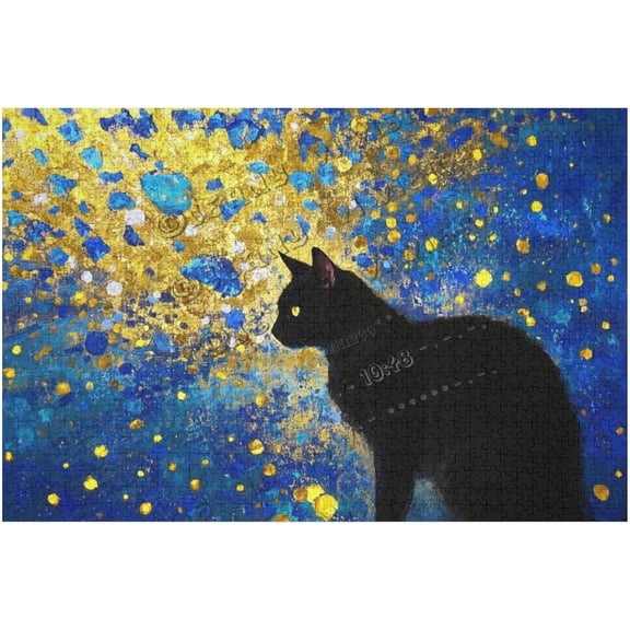 500 Piece Pure Black Cat Jigsaw Puzzle for Adults, Simple Pet Design, Calming Mental Wellness Game, Versatile Home Decor, All-Purpose Casual Gift