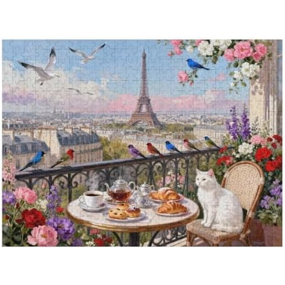 500 Piece Puzzle for Adults Brunch in Paris Puzzle Recycled Cardboard Eiffel Tower Paris Jigsaw Puzzle 500 Pieces Impossible Challenge Game Home Decor Birthday Party Gift for Adults Seniors