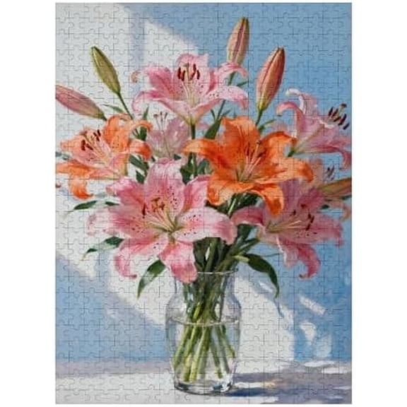 500 Piece Puzzle for Adults Elegant Flowers in Vase, Vibrant Floral Jigsaw Puzzle for Home Wall Art, Relaxing Brain Teaser, Fun Family Game Night, Challenging Puzzles for Seniors