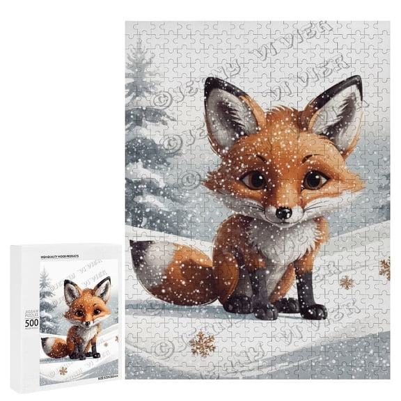 500 Piece Puzzle – Cute Fox in the Snowy Forest | Relaxing Puzzle for Animal and Nature Lovers, Fun Activity for Winter Decor Fans and Families