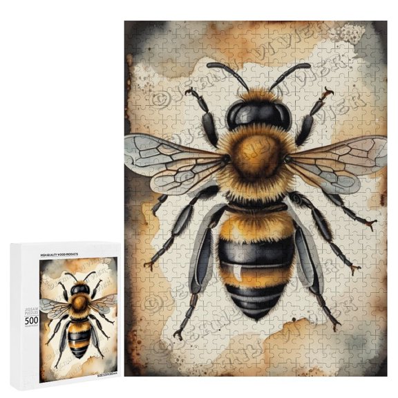 500 Piece Puzzle – Vintage Bee with Floral Decor | Perfect for Nature and Garden Lovers | Ideal for Family Fun and Gifting