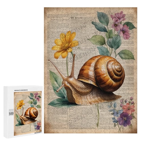 500 Piece Puzzle – Vintage Snail with Floral Decor | Fun Puzzle for Nature Lovers | Ideal for Gifting and Family Fun