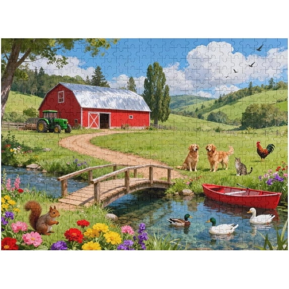 500 Piece Puzzle for Adults, Farm Scenery Puzzles for Game Nights with Family Friends Finished Size is 20.5x15 in