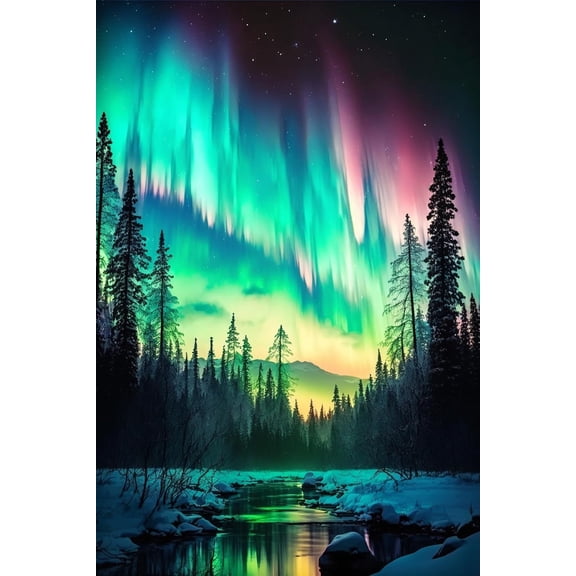 500 Piece Puzzles for Adults, Forest Aurora Family Safe Wooden DIY Puzzle - Fun, Challenging Brain Teaser - Suitable for All Beginners - for Room Wall Decoration