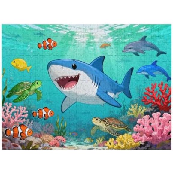 500 Piece Puzzles for Women - Grinning Shark Marine Life - Jigsaw Puzzles for Women Colorful Undersea World Puzzles for Women and Men Educational Learning Kits