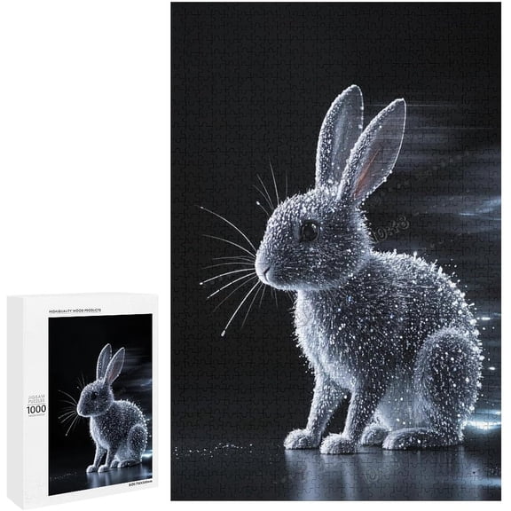 500 Piece Rabbit with Black Background Puzzle – Educational Game for Teens & Adults