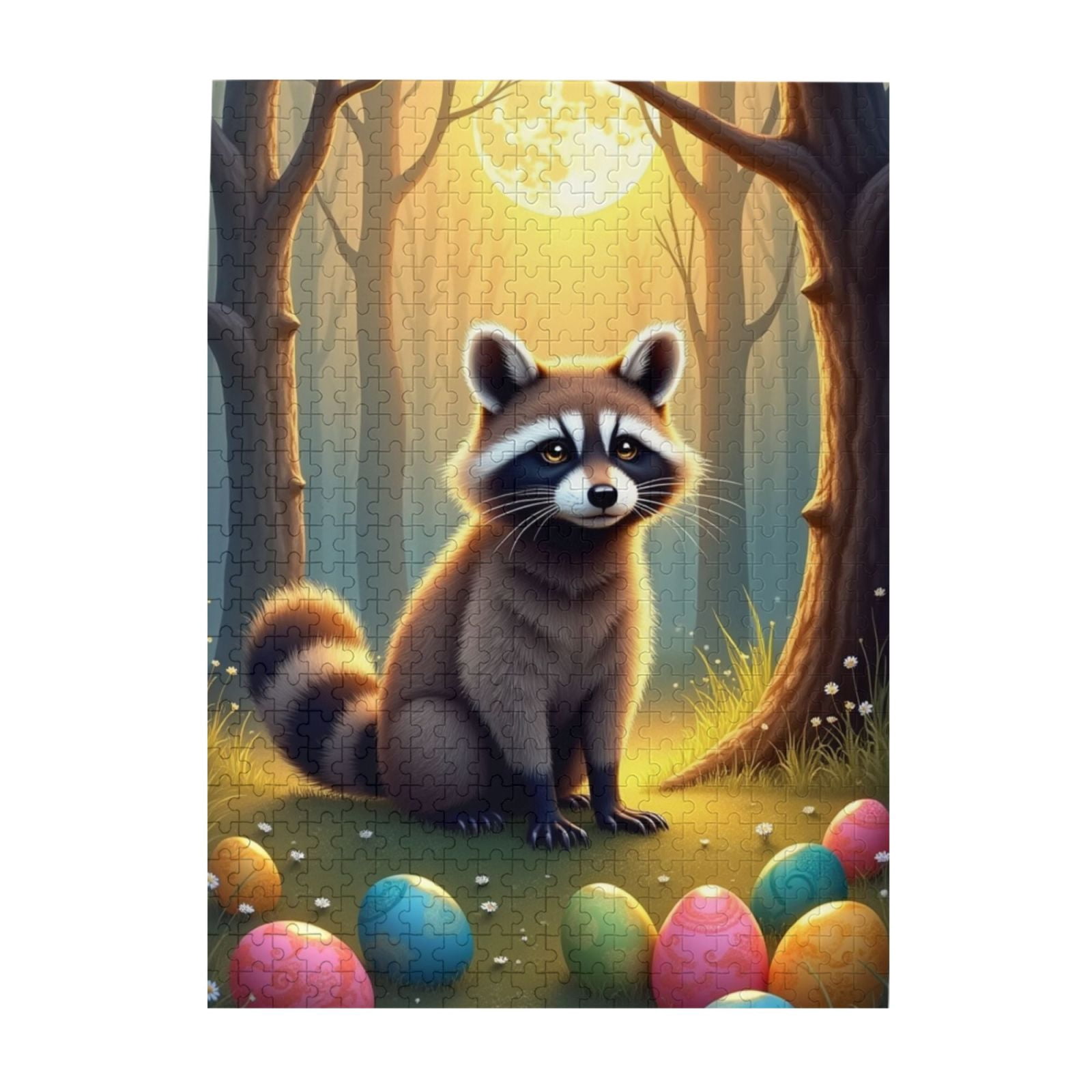 500 Piece Raccoon Jigsaw Puzzle For Adults Forest Moonlit Night Easter ...