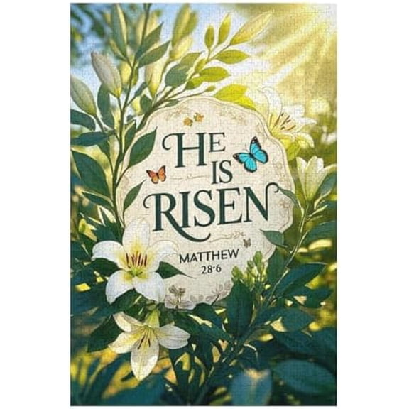 500 Piece He is Risen Matthew Floral Bible Puzzle for Adults – Fun Brain Challenge, Cozy Family Night, Mind Exercise and Holiday Activity for Home Decor
