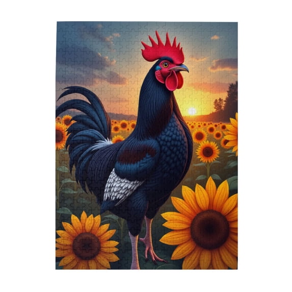 500 Piece Rooster In Sunflower Field Jigsaw Puzzle For Adults Challenging And Relaxing Adult Puzzles Vibrant Artwork Unique Home Decor Fun Gift Idea