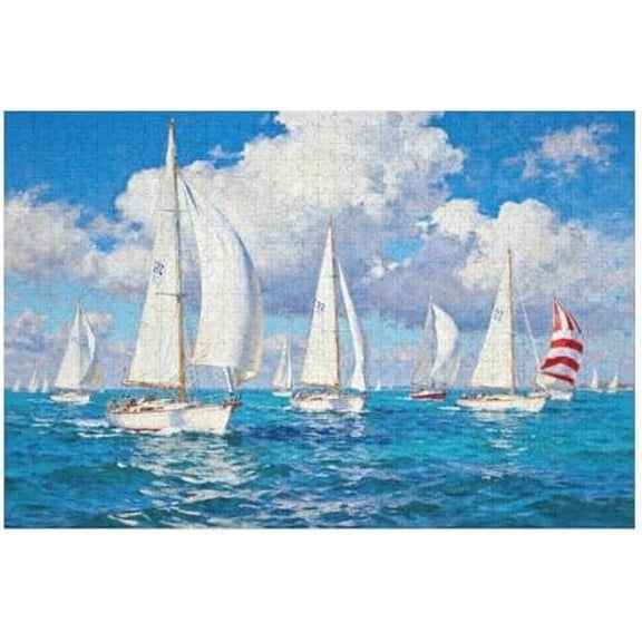 500 Piece Sailboat Ocean Style Sea Travel Artwork Puzzle for Adults, 20.5x15 in – Nautical Landscape