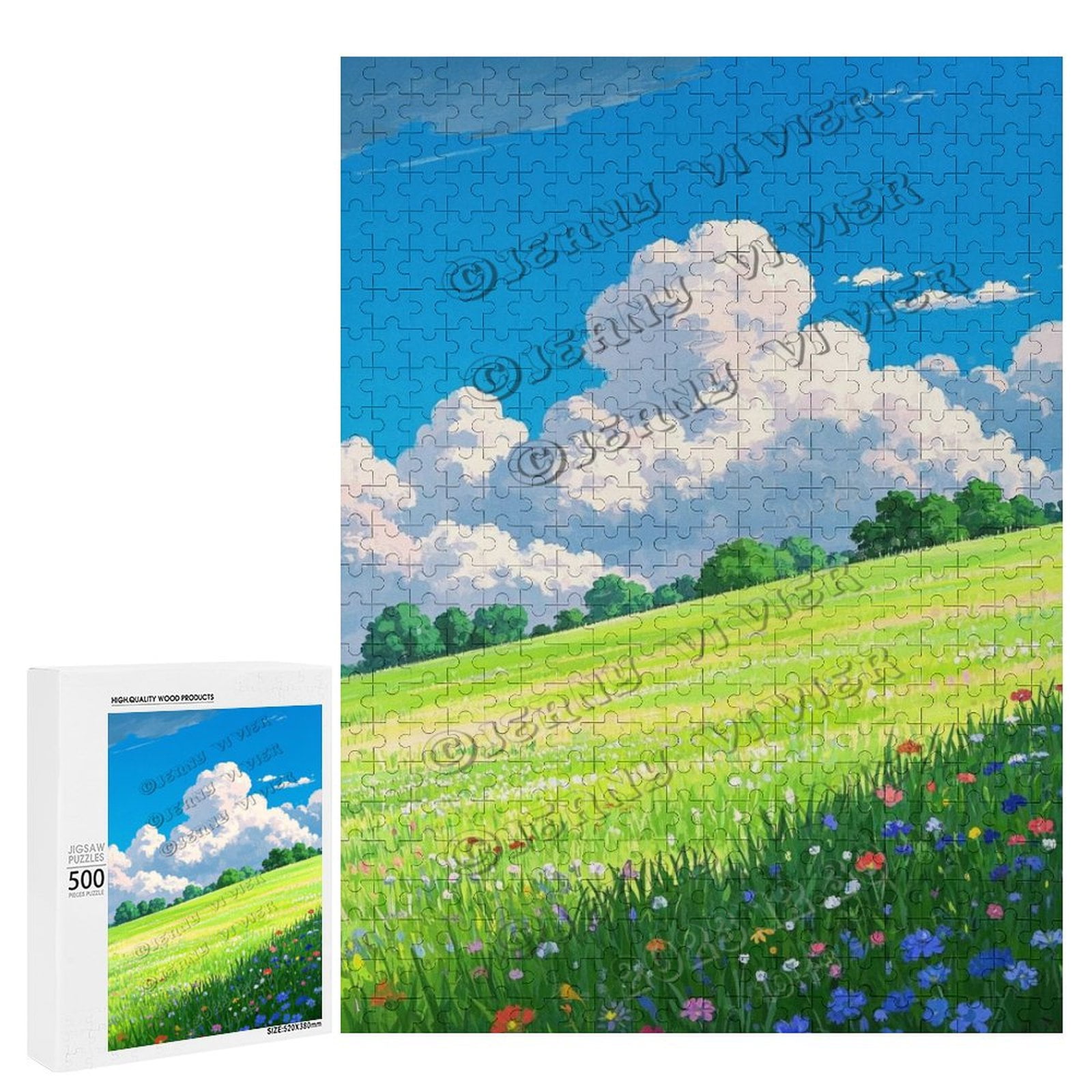 500 Piece Scenic Puzzle – Spring Hill Landscape – Wooden Jigsaw for ...