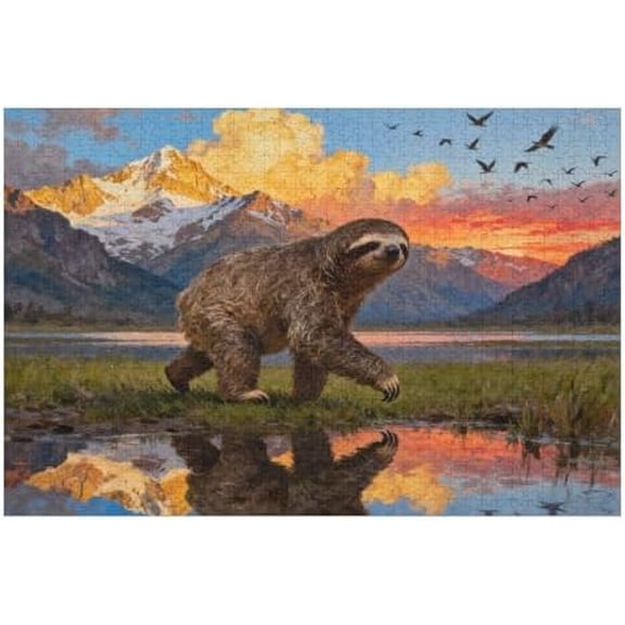 500 Piece Sloth Walking on Water Lake Reflection Puzzle for Adults – Hard & Challenging, Family Fun, Relaxing Brain Exercise & Home Decor