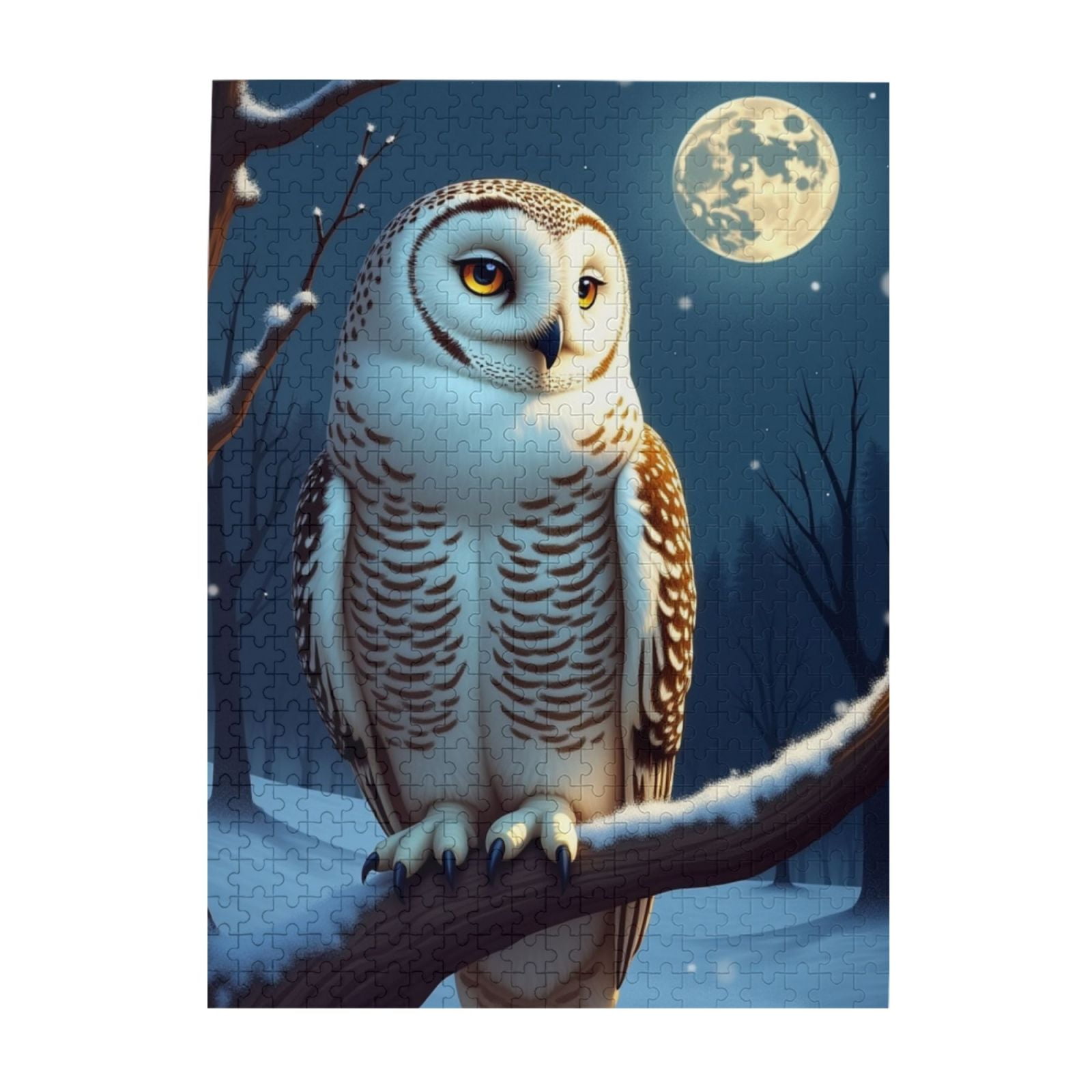 500 Piece Snowy Owl Jigsaw Puzzle For Adults Winter Night Scene 500 ...