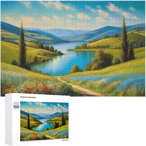 500 Piece Spring Natural Landscape Jigsaw Puzzle, 20.5"x15" Large Unique Piece Puzzle, Holiday Decoration Game for Men Women Family